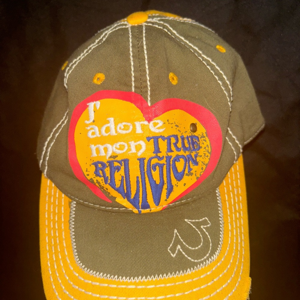 True Religion Olive and Yellow Cap
